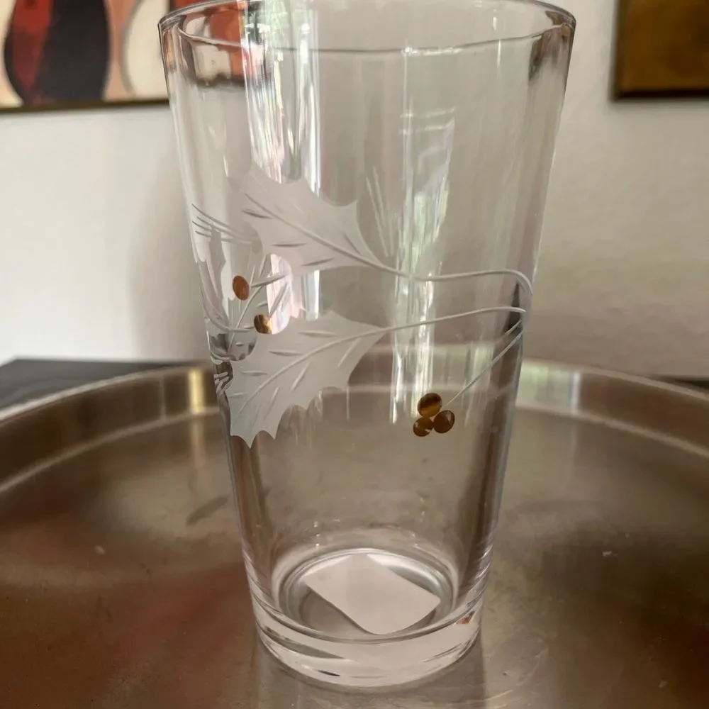Lenox Clear Shaker Glass  with Frosted Holly Accents
